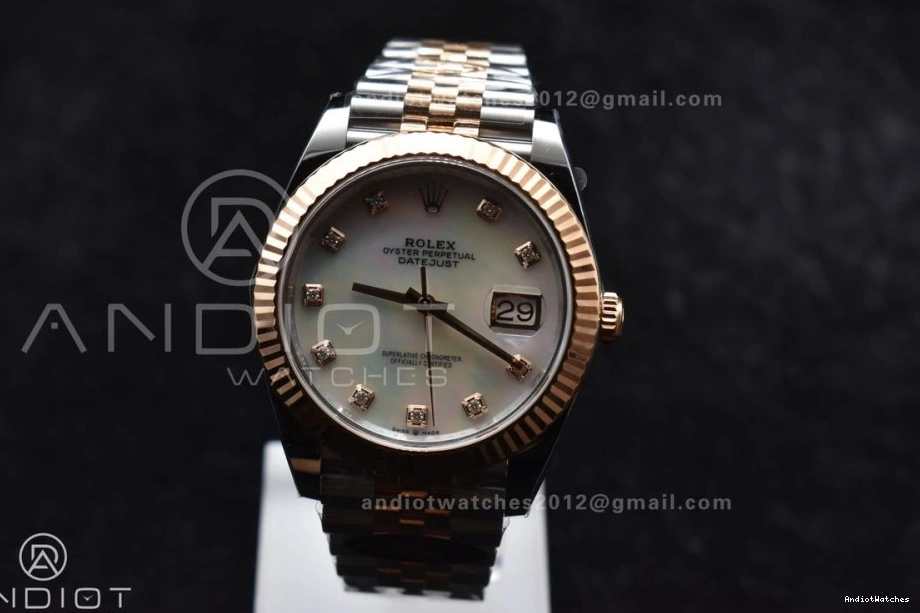 Steel Diamonds on MOP 655 904L White Clean Bracelet Dial 126333 Best EasyMatch RG Jubilee 1:1 DateJust SS Edition VR 41 0208